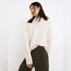 Madewell Dillon Mockneck Pullover Sweater Wool Alpaca Blend Heather Eggshell